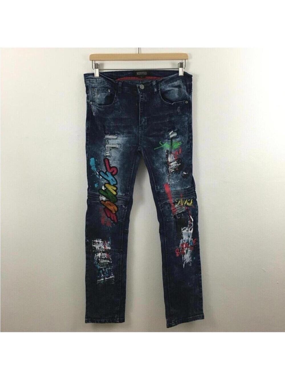 Encrypted Boys Paint Splatter Skinny Jeans Size 20